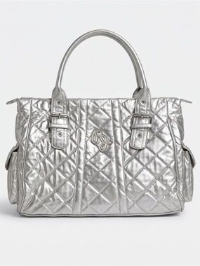 Vintage Y2K Pepe Jeans London Silver Quilted Handbag